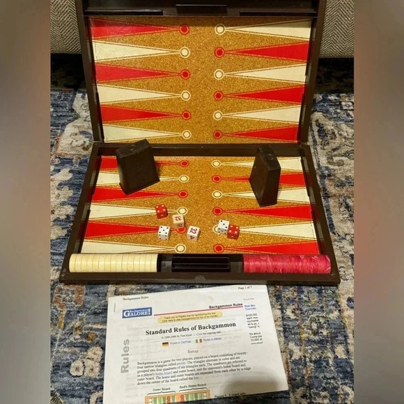 💥VINTAGE Tournament Backgammon Plastic Brown Case Game ES LOWE Travel Set 1978 - Picture 1 of 6